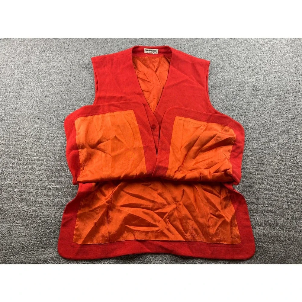 Vintage Giorgio Armani Le Collezioni Vest Women L Red Tailored Blazer Italy Made